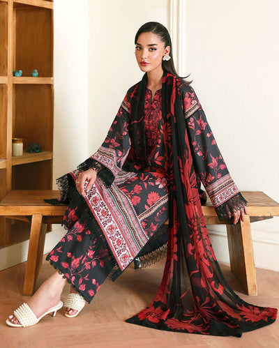 Roheenaz | Eclat Garden Printed Lawn | Iris Garden-Brand:Roheenaz-Type:Ladies Clothes-Black-Lawn-House of Maryam- Buy in UK, USA
