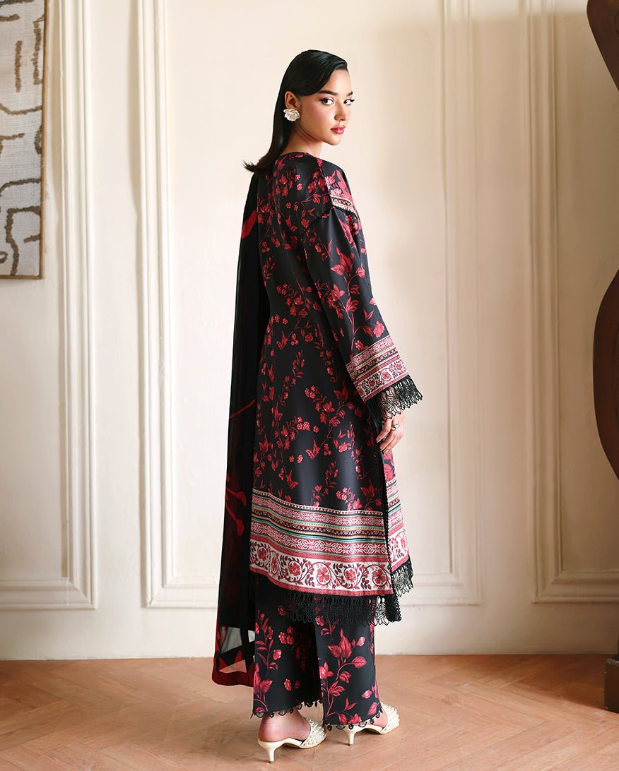 Roheenaz | Eclat Garden Printed Lawn | Iris Garden-Brand:Roheenaz-Type:Ladies Clothes-Black-Lawn-House of Maryam- Buy in UK, USA