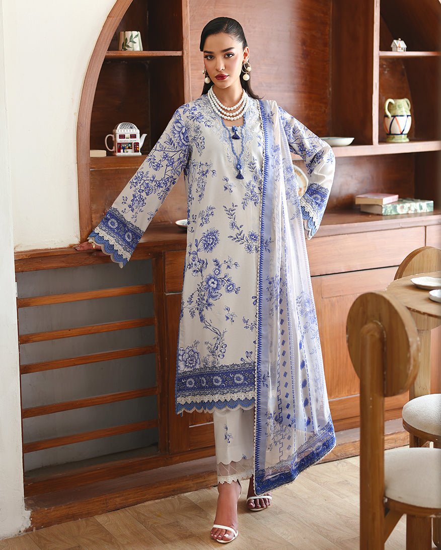 Roheenaz | Eclat Garden Printed Lawn | Lilac bloom-Brand:Roheenaz-Type:Ladies Clothes-White-Lawn-House of Maryam- Buy in UK, USA