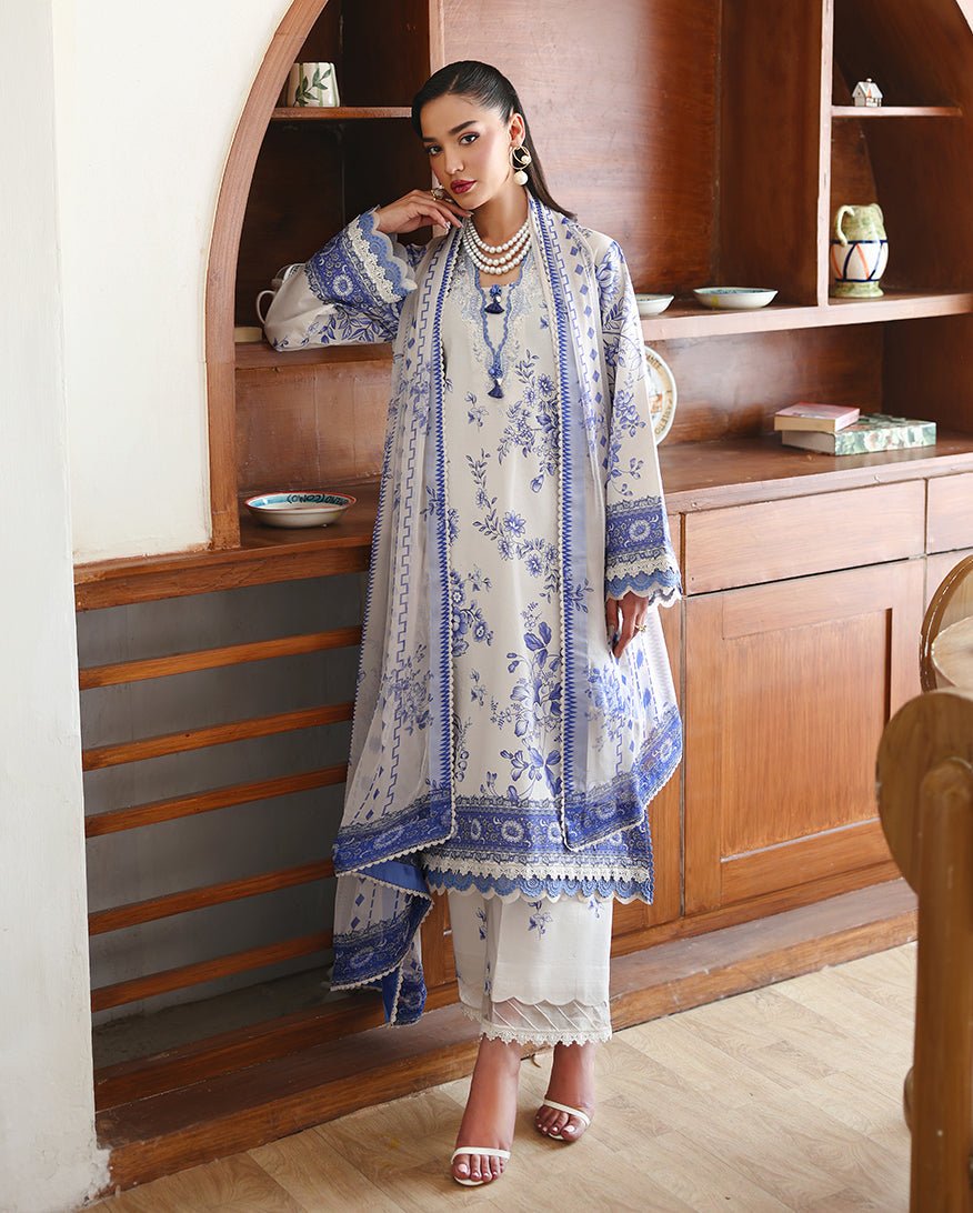 Roheenaz | Eclat Garden Printed Lawn | Lilac bloom-Brand:Roheenaz-Type:Ladies Clothes-White-Lawn-House of Maryam- Buy in UK, USA