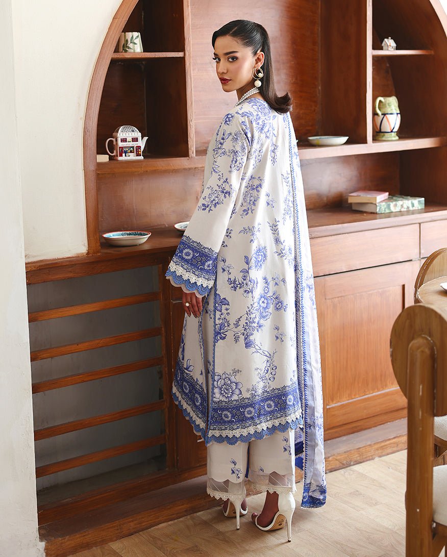 Roheenaz | Eclat Garden Printed Lawn | Lilac bloom-Brand:Roheenaz-Type:Ladies Clothes-White-Lawn-House of Maryam- Buy in UK, USA