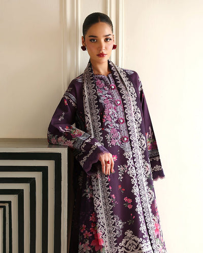 Roheenaz | Eclat Garden Printed Lawn | Poppy bloom-Brand:Roheenaz-Type:Ladies Clothes-Deep Purple-Lawn-House of Maryam- Buy in UK, USA