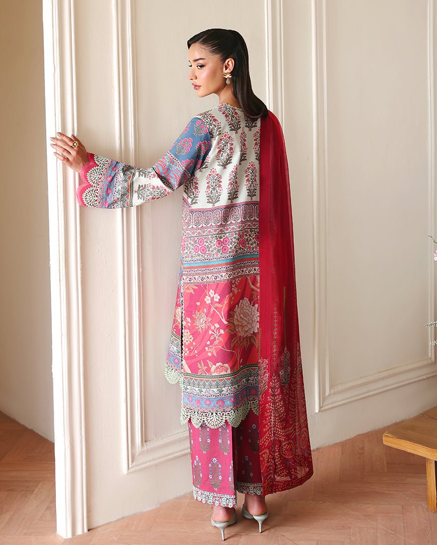 Roheenaz | Eclat Garden Printed Lawn | Rosette Dream-Brand:Roheenaz-Type:Ladies Clothes-Off White-Lawn-House of Maryam- Buy in UK, USA