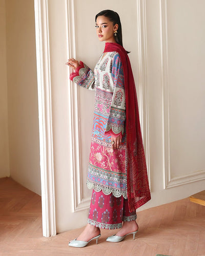 Roheenaz | Eclat Garden Printed Lawn | Rosette Dream-Brand:Roheenaz-Type:Ladies Clothes-Off White-Lawn-House of Maryam- Buy in UK, USA