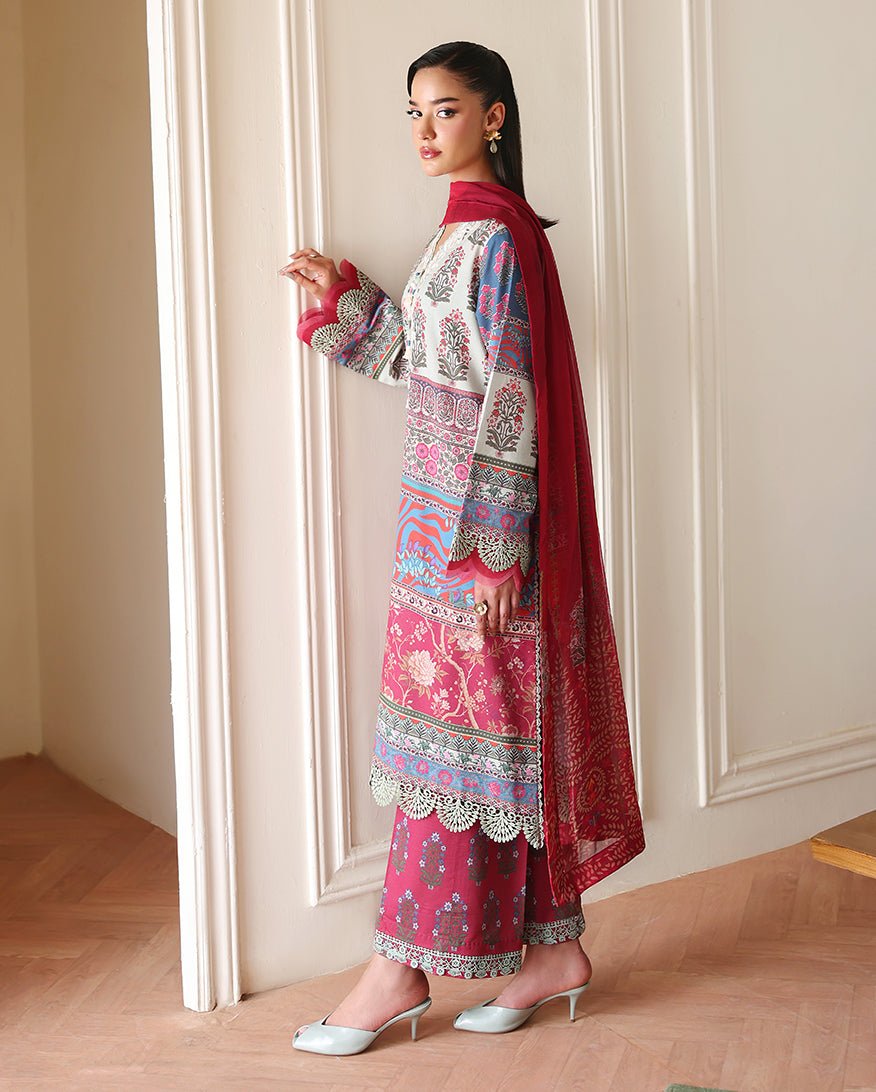 Roheenaz | Eclat Garden Printed Lawn | Rosette Dream-Brand:Roheenaz-Type:Ladies Clothes-Off White-Lawn-House of Maryam- Buy in UK, USA