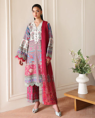 Roheenaz | Eclat Garden Printed Lawn | Rosette Dream-Brand:Roheenaz-Type:Ladies Clothes-Off White-Lawn-House of Maryam- Buy in UK, USA