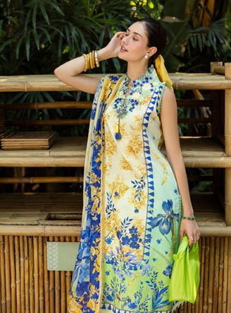 Roheenaz | Ethereal Bloom Lawn 25 | Celora-Brand:Roheenaz-Type:Ladies Clothes-Mint-Printed lawn-House of Maryam- Buy in UK, USA