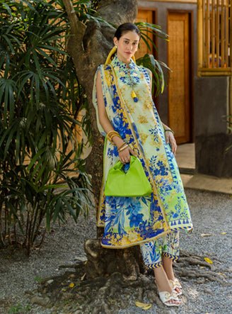 Roheenaz | Ethereal Bloom Lawn 25 | Celora-Brand:Roheenaz-Type:Ladies Clothes-Mint-Printed lawn-House of Maryam- Buy in UK, USA