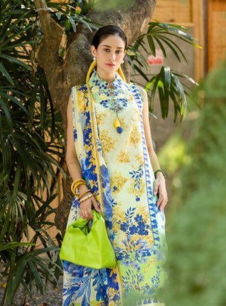 Roheenaz | Ethereal Bloom Lawn 25 | Celora-Brand:Roheenaz-Type:Ladies Clothes-Mint-Printed lawn-House of Maryam- Buy in UK, USA
