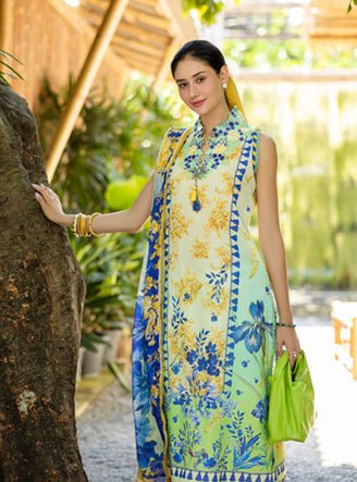 Roheenaz | Ethereal Bloom Lawn 25 | Celora-Brand:Roheenaz-Type:Ladies Clothes-Mint-Printed lawn-House of Maryam- Buy in UK, USA