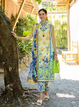 Roheenaz | Ethereal Bloom Lawn 25 | Celora-Brand:Roheenaz-Type:Ladies Clothes-Mint-Printed lawn-House of Maryam- Buy in UK, USA