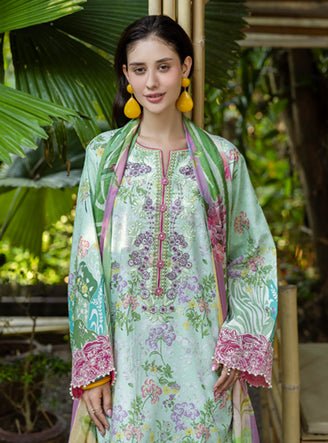 Roheenaz | Ethereal Bloom Lawn 25 | Ivara-Brand:Roheenaz-Type:Ladies Clothes-Pastel Mint-Printed lawn-House of Maryam- Buy in UK, USA