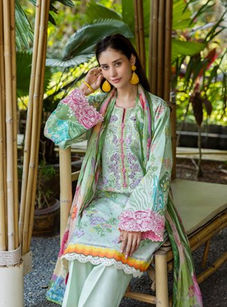 Roheenaz | Ethereal Bloom Lawn 25 | Ivara-Brand:Roheenaz-Type:Ladies Clothes-Pastel Mint-Printed lawn-House of Maryam- Buy in UK, USA