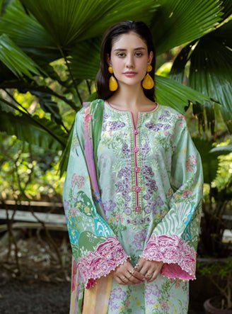 Roheenaz | Ethereal Bloom Lawn 25 | Ivara-Brand:Roheenaz-Type:Ladies Clothes-Pastel Mint-Printed lawn-House of Maryam- Buy in UK, USA