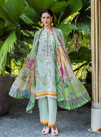 Roheenaz | Ethereal Bloom Lawn 25 | Ivara-Brand:Roheenaz-Type:Ladies Clothes-Pastel Mint-Printed lawn-House of Maryam- Buy in UK, USA