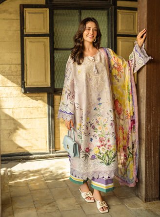 Roheenaz | Ethereal Bloom Lawn 25 | Liora-Brand:Roheenaz-Type:Ladies Clothes-Lavender Pinocchio-Printed lawn-House of Maryam- Buy in UK, USA