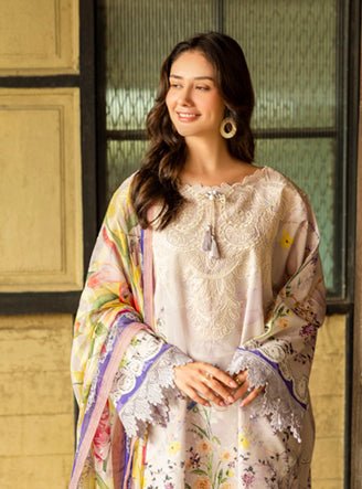 Roheenaz | Ethereal Bloom Lawn 25 | Liora-Brand:Roheenaz-Type:Ladies Clothes-Lavender Pinocchio-Printed lawn-House of Maryam- Buy in UK, USA