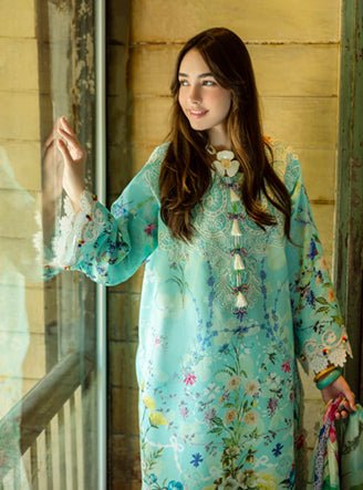 Roheenaz | Ethereal Bloom Lawn 25 | Maristela-Brand:Roheenaz-Type:Ladies Clothes-Pastel Blue-Printed lawn-House of Maryam- Buy in UK, USA