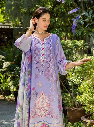 Roheenaz | Ethereal Bloom Lawn 25 | Meliora-Brand:Roheenaz-Type:Ladies Clothes-Lavender-Printed lawn-House of Maryam- Buy in UK, USA