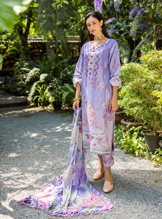 Roheenaz | Ethereal Bloom Lawn 25 | Meliora-Brand:Roheenaz-Type:Ladies Clothes-Lavender-Printed lawn-House of Maryam- Buy in UK, USA