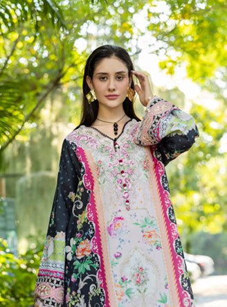 Roheenaz | Ethereal Bloom Lawn 25 | Nymeria-Brand:Roheenaz-Type:Ladies Clothes-Navy-Printed lawn-House of Maryam- Buy in UK, USA