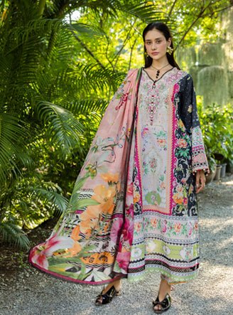 Roheenaz | Ethereal Bloom Lawn 25 | Nymeria-Brand:Roheenaz-Type:Ladies Clothes-Navy-Printed lawn-House of Maryam- Buy in UK, USA