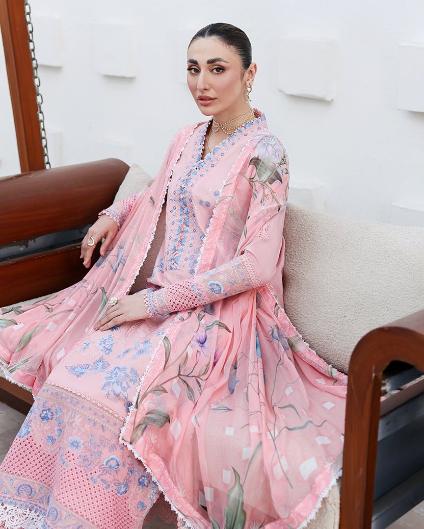 Roheenaz | Floral Reverie Luxury Lawn | Crystal Glow-Brand:Roheenaz-Type:Ladies Clothes-Pink-Lawn-House of Maryam- Buy in UK, USA