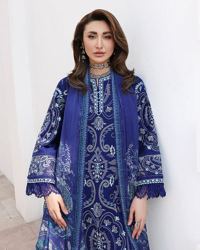 Roheenaz | Floral Reverie Luxury Lawn | Daylight Charm-Brand:Roheenaz-Type:Ladies Clothes-Navy-Lawn-House of Maryam- Buy in UK, USA