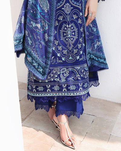 Roheenaz | Floral Reverie Luxury Lawn | Daylight Charm-Brand:Roheenaz-Type:Ladies Clothes-Navy-Lawn-House of Maryam- Buy in UK, USA