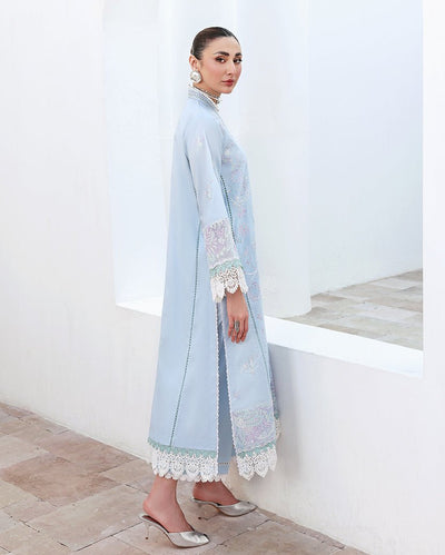 Roheenaz | Floral Reverie Luxury Lawn | Morning Petal-Brand:Roheenaz-Type:Ladies Clothes-Pale Sky Blue-Lawn-House of Maryam- Buy in UK, USA