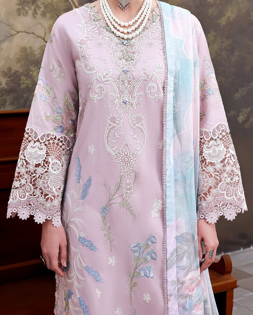 Roheenaz | Floral Reverie Luxury Lawn | Petal Bloom-Brand:Roheenaz-Type:Ladies Clothes-Lilac-Lawn-House of Maryam- Buy in UK, USA