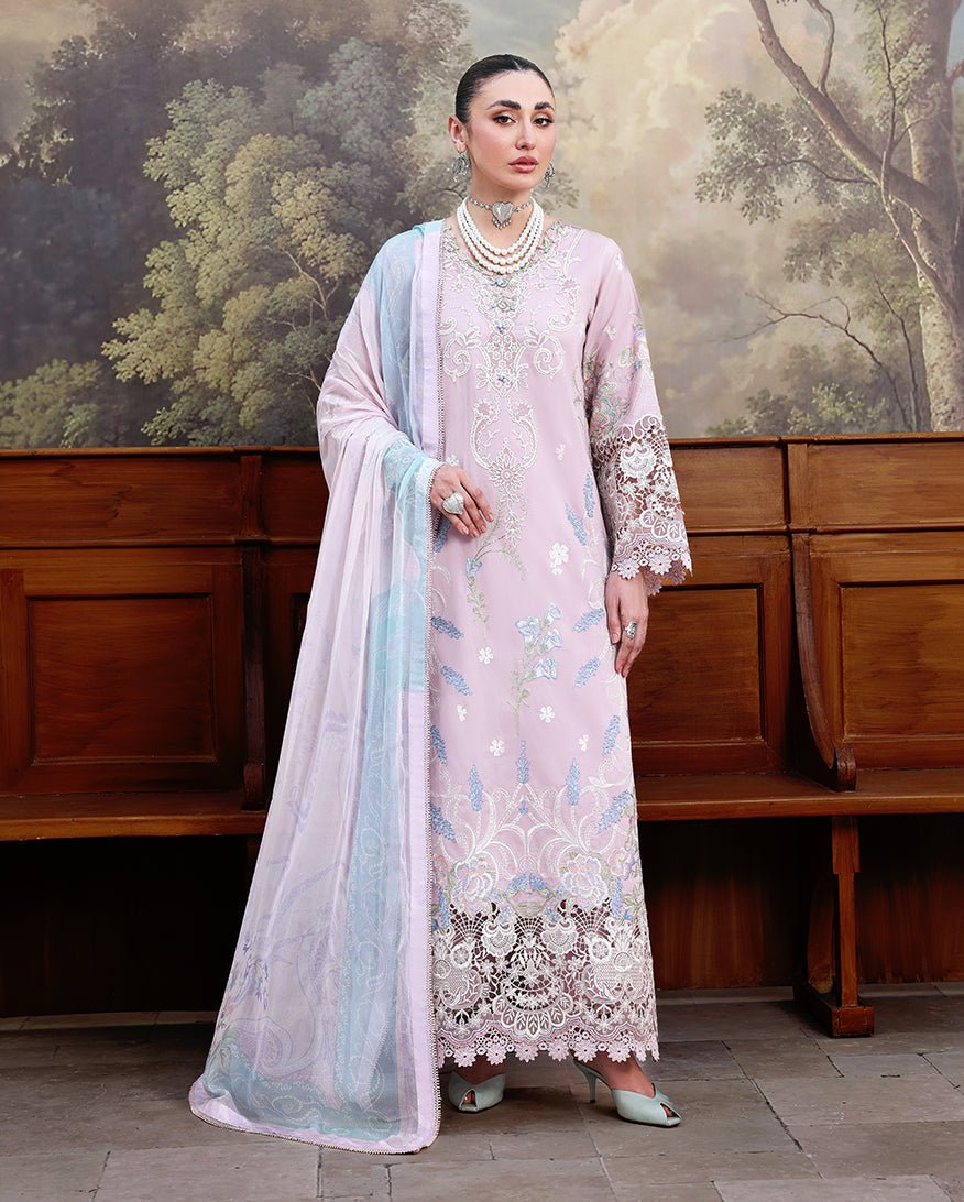 Roheenaz | Floral Reverie Luxury Lawn | Petal Bloom-Brand:Roheenaz-Type:Ladies Clothes-Lilac-Lawn-House of Maryam- Buy in UK, USA