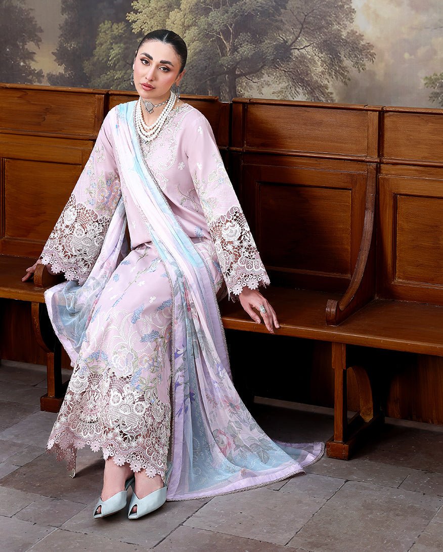 Roheenaz | Floral Reverie Luxury Lawn | Petal Bloom-Brand:Roheenaz-Type:Ladies Clothes-Lilac-Lawn-House of Maryam- Buy in UK, USA