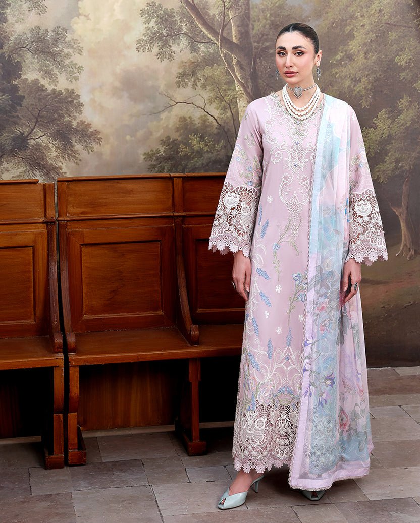 Roheenaz | Floral Reverie Luxury Lawn | Petal Bloom-Brand:Roheenaz-Type:Ladies Clothes-Lilac-Lawn-House of Maryam- Buy in UK, USA