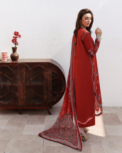 Roheenaz | Floral Reverie Luxury Lawn | Serene Bloom-Brand:Roheenaz-Type:Ladies Clothes-Ruby Red-Lawn-House of Maryam- Buy in UK, USA
