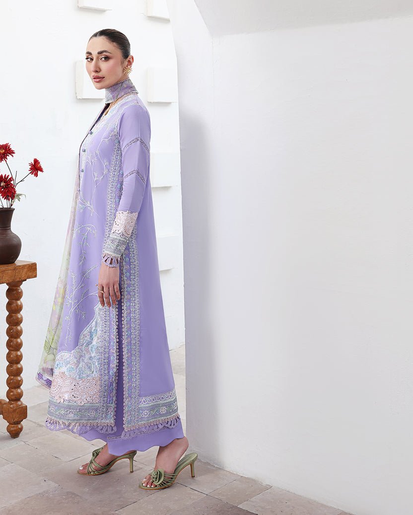 Roheenaz | Floral Reverie Luxury Lawn | Whispering Radiance-Brand:Roheenaz-Type:Ladies Clothes-Lavender-Lawn-House of Maryam- Buy in UK, USA