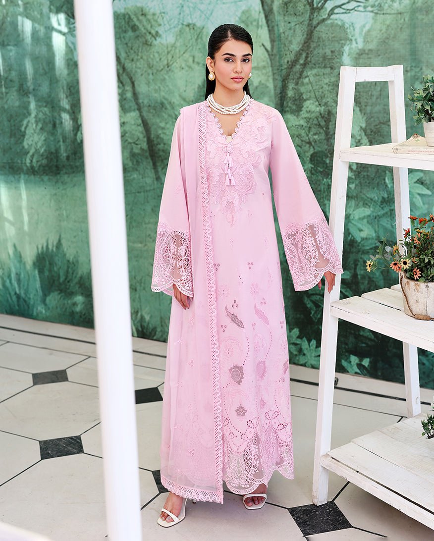 Roheenaz | Veil of Summer Chikankari | Aurora Light-Brand:Roheenaz-Type:Ladies Clothes-Pink-Lawn-House of Maryam- Buy in UK, USA