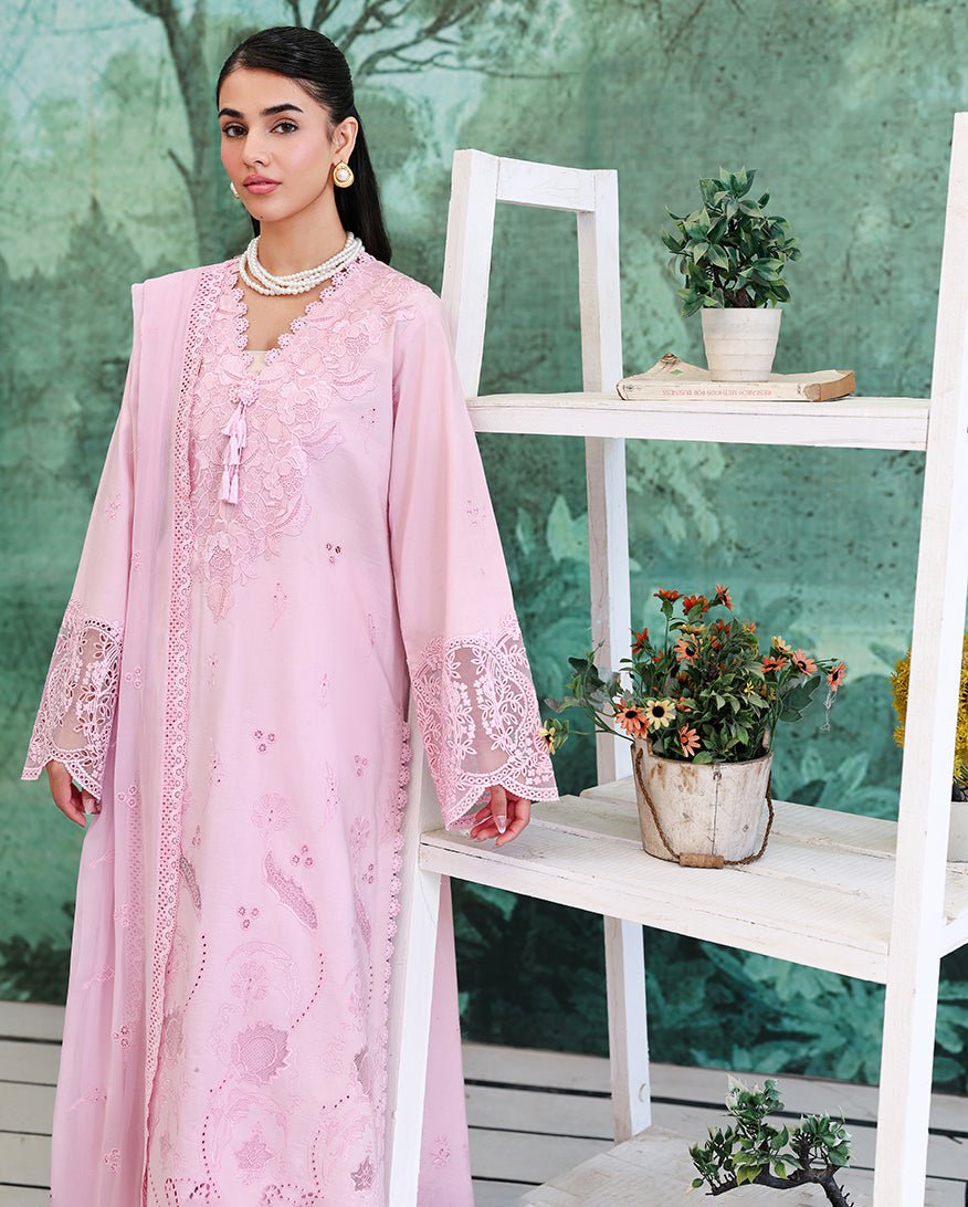 Roheenaz | Veil of Summer Chikankari | Aurora Light-Brand:Roheenaz-Type:Ladies Clothes-Pink-Lawn-House of Maryam- Buy in UK, USA
