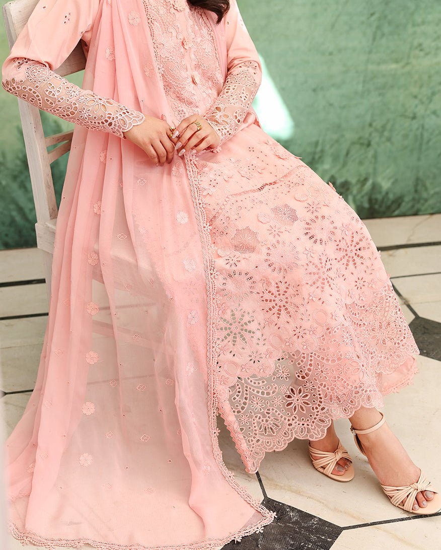Roheenaz | Veil of Summer Chikankari | Azure Elan-Brand:Roheenaz-Type:Ladies Clothes-Pink-Lawn-House of Maryam- Buy in UK, USA