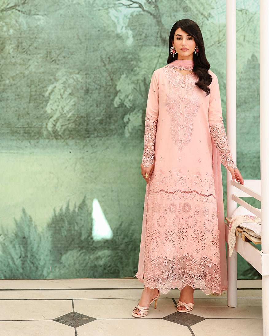 Roheenaz | Veil of Summer Chikankari | Azure Elan-Brand:Roheenaz-Type:Ladies Clothes-Pink-Lawn-House of Maryam- Buy in UK, USA
