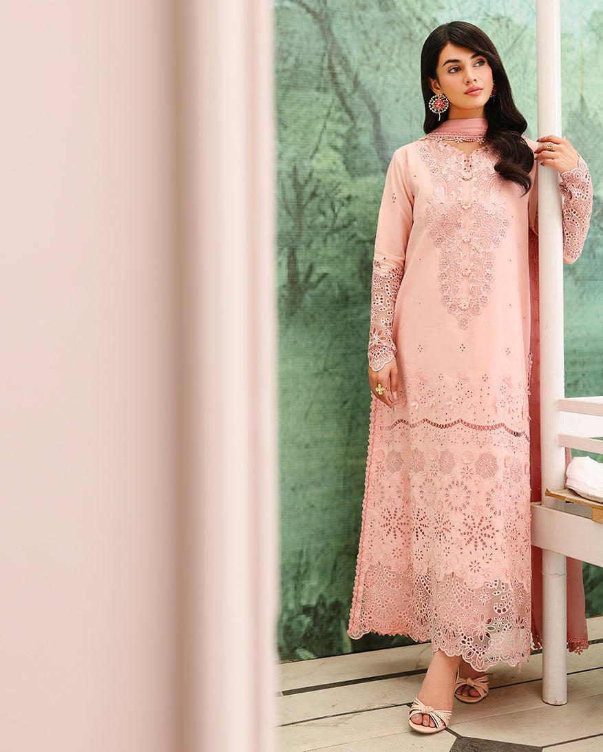 Roheenaz | Veil of Summer Chikankari | Azure Elan-Brand:Roheenaz-Type:Ladies Clothes-Pink-Lawn-House of Maryam- Buy in UK, USA