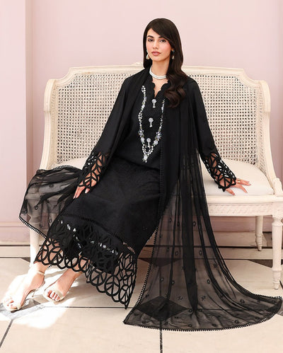Roheenaz | Veil of Summer Chikankari | Black Lace-Brand:Roheenaz-Type:Ladies Clothes-Black-Lawn-House of Maryam- Buy in UK, USA