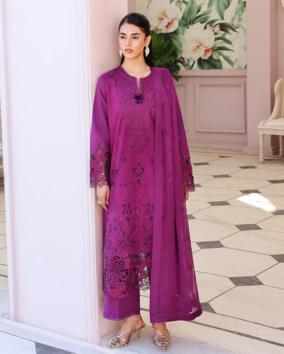 Roheenaz | Veil of Summer Chikankari | Elan Bloom-Brand:Roheenaz-Type:Ladies Clothes-Magenta-Lawn-House of Maryam- Buy in UK, USA