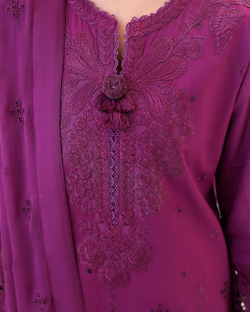 Roheenaz | Veil of Summer Chikankari | Elan Bloom-Brand:Roheenaz-Type:Ladies Clothes-Magenta-Lawn-House of Maryam- Buy in UK, USA