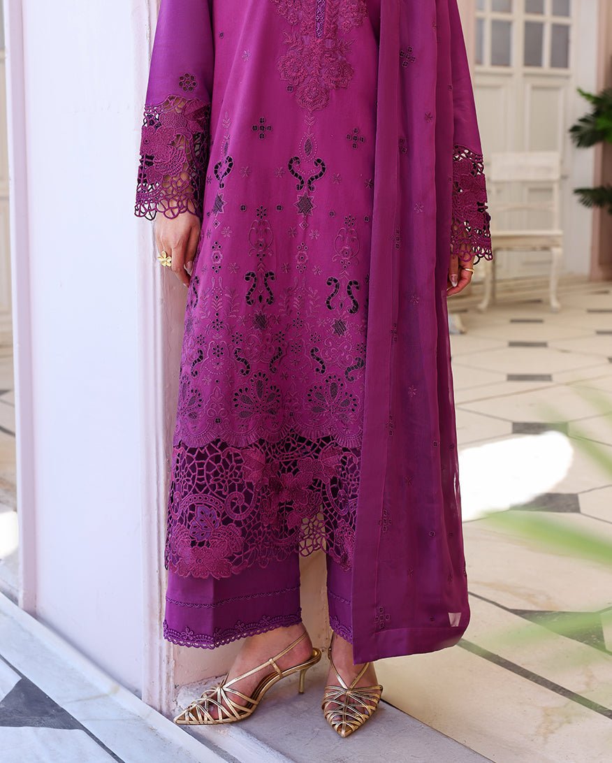 Roheenaz | Veil of Summer Chikankari | Elan Bloom-Brand:Roheenaz-Type:Ladies Clothes-Magenta-Lawn-House of Maryam- Buy in UK, USA