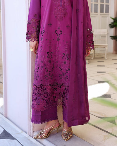Roheenaz | Veil of Summer Chikankari | Elan Bloom-Brand:Roheenaz-Type:Ladies Clothes-Magenta-Lawn-House of Maryam- Buy in UK, USA