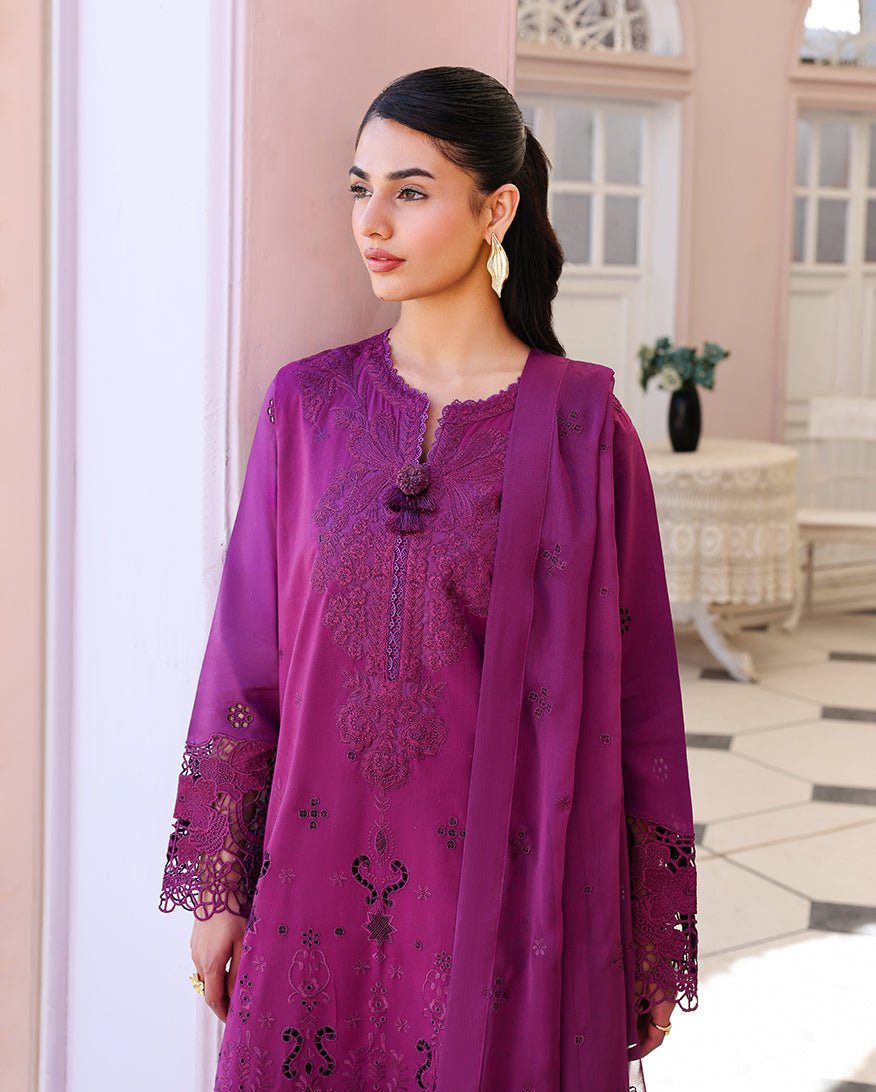 Roheenaz | Veil of Summer Chikankari | Elan Bloom-Brand:Roheenaz-Type:Ladies Clothes-Magenta-Lawn-House of Maryam- Buy in UK, USA