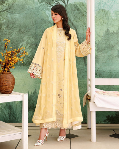 Roheenaz | Veil of Summer Chikankari | Lumiere Yellow-Brand:Roheenaz-Type:Ladies Clothes-Dust Yellow-Lawn-House of Maryam- Buy in UK, USA