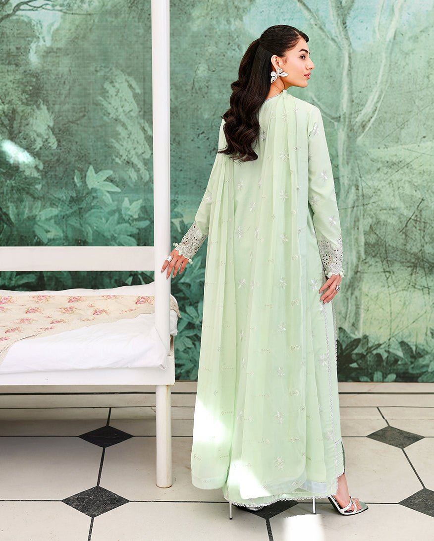 Roheenaz | Veil of Summer Chikankari | Serene Dusk-Brand:Roheenaz-Type:Ladies Clothes-Mint Green-Lawn-House of Maryam- Buy in UK, USA