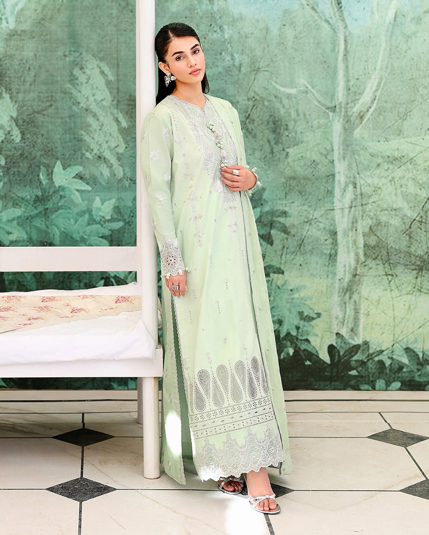 Roheenaz | Veil of Summer Chikankari | Serene Dusk-Brand:Roheenaz-Type:Ladies Clothes-Mint Green-Lawn-House of Maryam- Buy in UK, USA